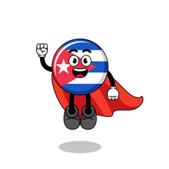 cuba flag cartoon with flying superhero