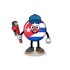cuba flag illustration cartoon as a plumber