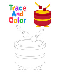 Drum tracing worksheet for kids