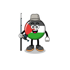 Mascot Illustration of palestine flag fisherman