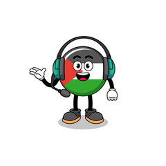 Mascot Illustration of palestine flag as a customer services