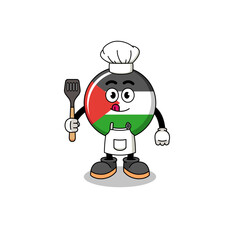 Mascot Illustration of palestine flag chef