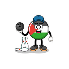 Mascot of palestine flag as a bowling player