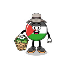 Character Illustration of palestine flag as a herbalist
