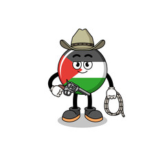 Character mascot of palestine flag as a cowboy
