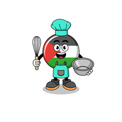 Illustration of palestine flag as a bakery chef