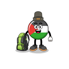 Illustration of palestine flag mascot as a hiker