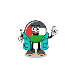 Illustration of palestine flag mascot as a dentist