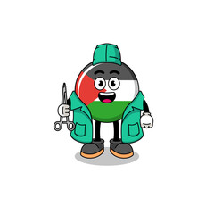 Illustration of palestine flag mascot as a surgeon