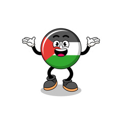 palestine flag cartoon searching with happy gesture