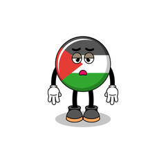 palestine flag cartoon with fatigue gesture