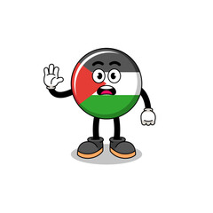 palestine flag cartoon illustration doing stop hand