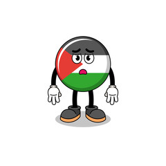palestine flag cartoon illustration with sad face
