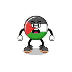 palestine flag cartoon illustration with angry expression