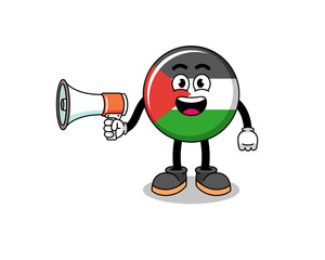 palestine flag cartoon illustration holding megaphone