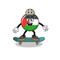 Obraz premium palestine flag mascot playing a skateboard