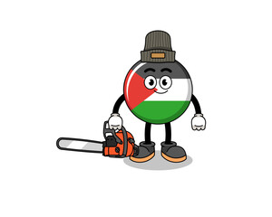 palestine flag illustration cartoon as a lumberjack