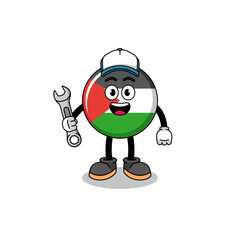 Obraz premium palestine flag illustration cartoon as a mechanic