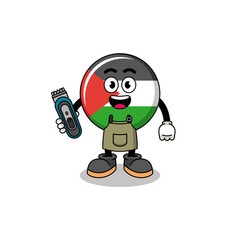 Cartoon Illustration of palestine flag as a barber man