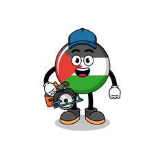 Cartoon Illustration of palestine flag as a woodworker