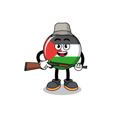 Cartoon Illustration of palestine flag hunter