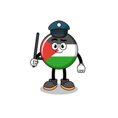 Cartoon Illustration of palestine flag police