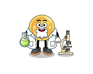 Mascot of philippine peso as a scientist