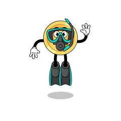 Character cartoon of philippine peso as a diver