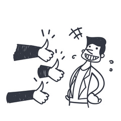 hand drawn doodle Character congratulates colleague for successful project or deal illustration