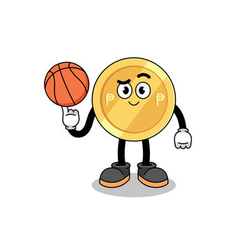 Philippine Peso Illustration As A Basketball Player