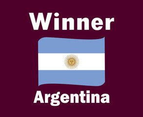 Argentina Flag Ribbon Winner With Names Symbol Final football Design Latin America Vector Latin American Countries Football Teams Illustration