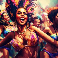 Wall murals Carnival Stylized art of a brazilian samba dancer, carnival in rio de janeiro. . is not based on any real person, sketch art for artist creativity and inspiration. generative AI