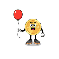Fototapeta premium Cartoon of australian dollar holding a balloon