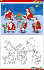 cartoon Santa Claus Christmas characters coloring page