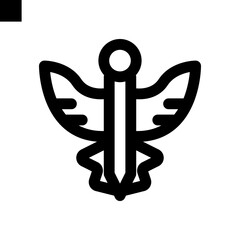 caduceus icon line style vector