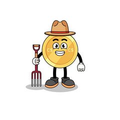 Cartoon mascot of canadian dollar farmer