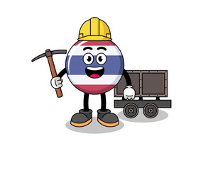 Fototapeta premium Mascot Illustration of thailand flag miner