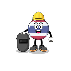 Mascot of thailand flag as a welder