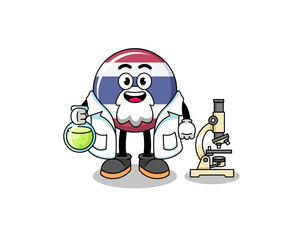 Mascot of thailand flag as a scientist