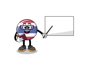 Mascot cartoon of thailand flag teacher