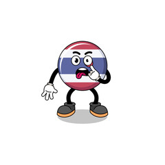 Character Illustration of thailand flag with tongue sticking out