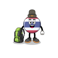 Illustration of thailand flag mascot as a hiker
