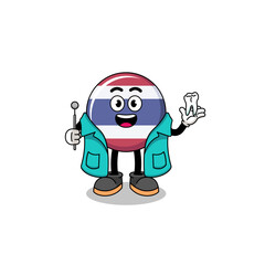 Illustration of thailand flag mascot as a dentist