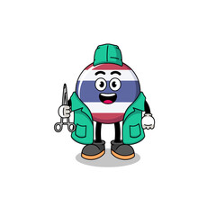 Fototapeta premium Illustration of thailand flag mascot as a surgeon