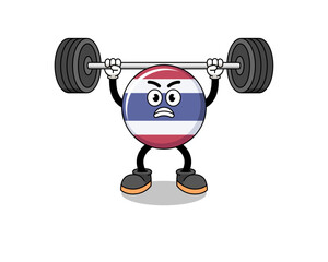 Fototapeta na wymiar thailand flag mascot cartoon lifting a barbell