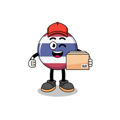 thailand flag mascot cartoon as an courier