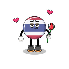 thailand flag mascot falling in love