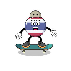 thailand flag mascot playing a skateboard