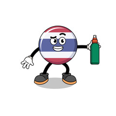 thailand flag illustration cartoon holding mosquito repellent
