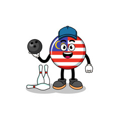 Mascot of malaysia flag as a bowling player